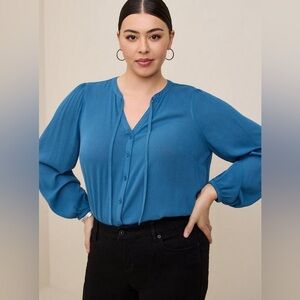 Torrid Blouse Sz 4XL Crinkle Gauze Button-Front Peasant Top Vacation Summer